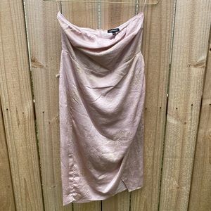 Express Blush & Gold Strapless Dress